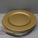 Okllen 12 Pack Plastic Gold Charger Plates, 13" Round Beaded Charger Plates for Wedding, Catering Event, Tabletop Decor
