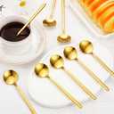 Meanplan 50 Pieces Espresso Spoons Gold Coffee Spoons Mini 5.3 Inches Stainless Steel Demitasse Teaspoons for Stirring Tea Sugar Ice Cream Dessert Soup Cake Antipasto Cappuccino Serving
