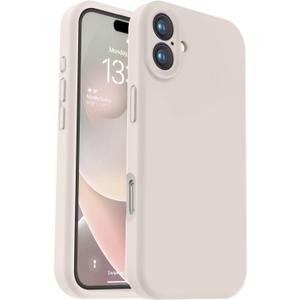 Vooii Compatible with iPhone 16 Plus Case, Liquid Silicone Upgrade [Camera Protection] [Soft Anti-Scratch Microfiber Lining] Shockproof Phone Case for iPhone 16 Plus 6.7 inch - Stone