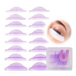 Curacoro Lash Lift Shields, 16 Pcs/8 Sizes Lash Lift Rods, Lash Lift Pads for Eyelash Curling and Lifting, Reusable Silicone Lash Rods For Eyelash Perm Lamination (Violet Visors)