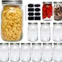 Accguan 33oz Glass Jars with Regular Lids, Mason Jar With Airtight Lids, Clear Glass Jar Ideal for Jam,Honey,Shower Favors,Wedding Favors, 12pack (Silver Lid)
