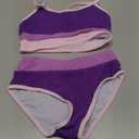 TALLWH Girls Swimsuit, Bathing Suit for Girls Casual Color-Block Adjustable Straps Bikini Sets Swim Suit 9-10 Years Purple