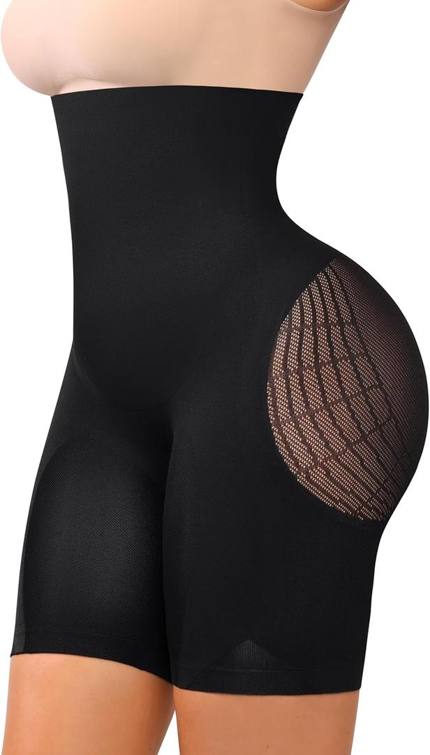 SHAPELLX Butt Lifting Shapewear Tummy Control Shorts High Waist Body Shaper Shorts with Removable Straps Panties (Black, XS)