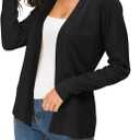 Urban CoCo Women's Long Sleeve Open Front Knit Cardigan Sweater (Black, S)