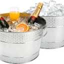 2PCS Beverage Tub Large Ice Bucket For Parties, Thick Metal Galvanized Tub Drink Buckets, Beverage Bucket with Handles, Drink Bucket for Indoor & Outdoor Party (Sliver)