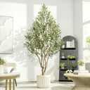 8ft Faux Olive Tree - Large Artificial Olive Tree with Realistic 1750 Leaves and 145 Olives - Lush and Elegant Fake Olive Tree with for Indoor Outdoor Office Living Room Decor
