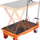 VEVOR TF15 Hydraulic Lift Table Cart, 330lbs Capacity 28.5" with 4 Wheels and Non-Slip Pad, for Material Handling and Transportation, Orange