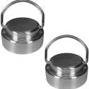 ZOOPOLR 2pcs Stainless Steel Cap Lid Top with Flip Up Carry Handle for Hydro Flask Type Wide Mouth Bottles (Set of 2, Diameter 2.2")