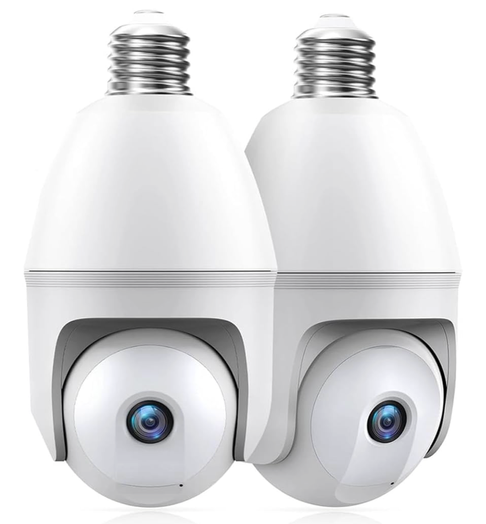 2 Way Audio Smart Bulb Camera with Ultra clear Image Cameras Outdoor for Home Security,Smart AI Human Detection,Color Night Vision, 2pack