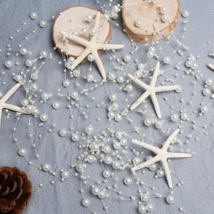 Beaded Starfish Garland Christmas Decorations 2M/80 Beaded Garland with 6PCS Natural Starfish for Christmas Tree Ornaments Beach Mermaid Party Home Decoration
