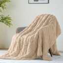 Uttermara Weighted Blanket Queen Size 15lbs 60x80 inches with Soft Plush Fleece, Cozy Warm Sherpa Snuggle Thick Heavy Blanket Great for Sleep and Calming,Jacquard Khaki