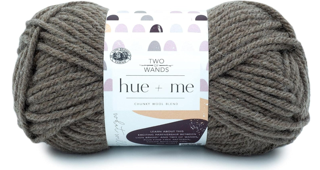 Lion Brand Yarn, Hue + Me Chunky Yarn for Crocheting, Knitting, and Crafts, Cement, 1 Pack, Gray
