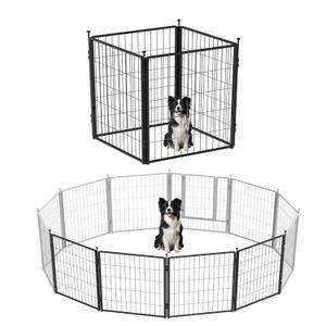PETREEK Dog Playpen Add-on 36 inch 4 Panels for Indoor & Outdoor Use Heavy-Duty Metal Pet Fence with Ground Stakes, Rounded Ball Tops for Safety, Stable & Foldable Design, Easy to Assemble