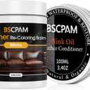 12oz Leather Recoloring Balm & 3.4oz Mink Oil Leather Conditioner kit,White Leather Color Repair Kits for Couches, Leather Couch Paint Scratch Repair for Furniture Car Sofa Shoes Leather Dye