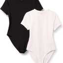 Amazon Essentials Women's Short Sleeve Stretch Cotton Jersey Slim-Fit T-Shirt Bodysuit, Pack of 2, XL