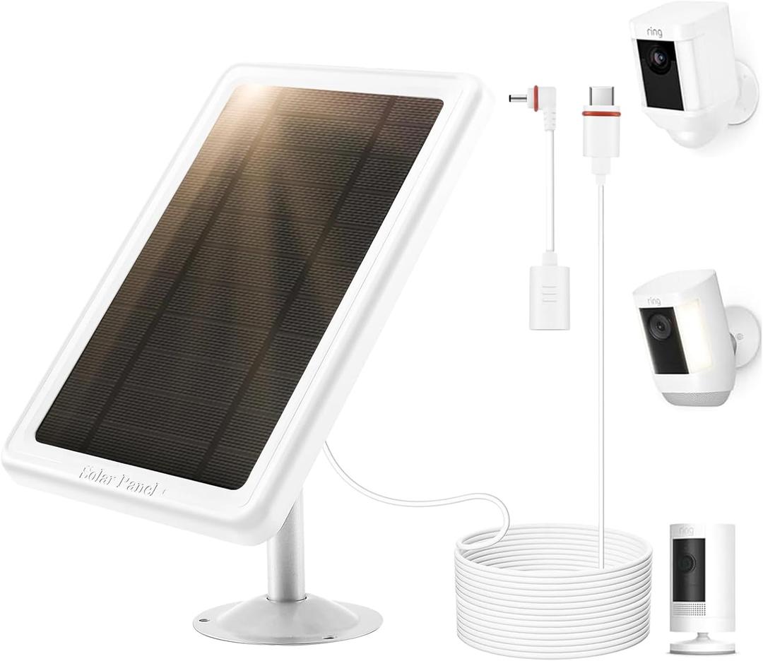 5W Solar Panel Charger for Ring Camera, Compatible with Ring Stick Up Cam/Pro Battery, Spotlight Cam Plus/Pro Battery 10ft Cable -1Pack