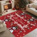 Artoid Mode Red Snowman Let It Snow Ball Christmas Area Rug, Xmas Winter Home Decor Low-Profile Washable Area Rugs for Entryway Bedroom Living Room Laundry Room Indoor 5x7 Feet
