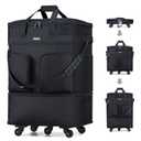 Hanke Suitcases with Wheels Expandable Foldable Luggage Bag Suitcase Collapsible Rolling Travel Bag Duffel Bag for Men Women Lightweight Suitcases,Black