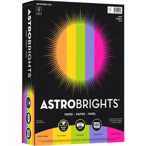Neenah Astrobrights(R) Bright Color Paper, 8 1/2in. x 11in., 24 Lb, Assorted Colors, Ream Of 500 Sheets, 21289