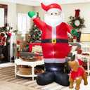 10 Foot Christmas Inflatable Santa Claus Leads The Dog Decoration, Christmas Dog Blow up Santa Indoor Outdoor Yard Decoration- WM - 11, Xmas Gift Idea