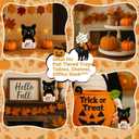 2 x Hocus Pocus Sign Magical Halloween Decor Gift, Mini Black Cat Plush Pumpkin Toy, Witchy Cute Halloween Decor for Women Friend Coworker Handmade Crochet Fall Autumn Table Tiered Tray Ornament