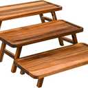 GEHE 3 Tier Serving Stand, Acacia Wood Dessert Table Display Cupcake Stand, Rustic Foldable 3-Tiered Serving Trays & Platters, Large Charcuterie Board for Birthday Wedding Bridal Shower Tea Party