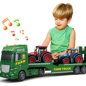 SpringFlower Toddler Boy Truck Toys, 25" Large Farm Vehicles Truck Toy with Tractors,3 in 1 Farm Boy Vehicle, Christmas Birthday Gifts for Kids 3 4 5 6 Years Old