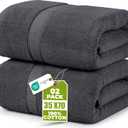 Utopia Towels Jumbo Bath Sheet 2 Piece, 600 GSM, 35 by 70 Inches, 100% Ring Spun Cotton, Absorbent and Quick Dry Extra Large Bath Towel, Grey
