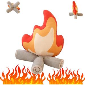 Funny Campfire Plush,17.7 in Simulation Fake Campfire Pillow, Soft Stuffed Cartoon Fire Doll Campfire Firewood Toys, Simulation Bonfire Plush Toy for Outdoor Camping Room Decor Kids Gifts (17.7 in)-1