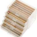 Necklace Organizer Box with 5 Drawers 30 Compartments, Dustproof Velvet Necklace Display Tray, Acrylic Necklaces Display Case, Pendant Chains Necklace Storage Tray Gift for Women and Girls (Beige)
