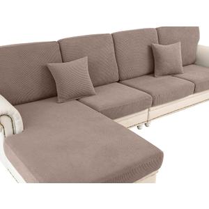 LA MEACK Couch Cushion Covers Seat Cushion Cover Stretch Couch Cover Separate Sectional Sofa Slipcovers Furniture Protector(3 Pieces for Seat or Sofa Backrest, Khaki)