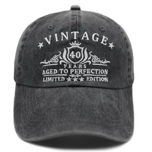 Cotton Baseball Cap Retro Adjustable Dad Hats Birthday Gifts for Men and Women (One Size, 40th)