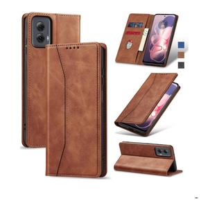 Flip Wallet Case for Moto G Power 5G (2024),Leather Magnetic Folio Cover with Card Holder,Kickstand - TPU Shockproof Durable Protective Phone Case,Brown