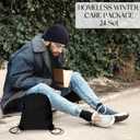 Liitrsh 120 Pcs Homeless Care Package Supplies Bulk Winter Beanie Hat Gloves Socks Scarves Polyester Drawstring Bags for Men (Black)