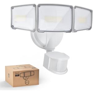 Philips 72W 7400LM LED Security Lights w/PIR Motion Sensor Outdoor, 5000K Daylight Dusk to Dawn Aluminum Flood Light, 3 Adjustable Heads, Waterproof for Garage, Yard, Porch