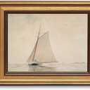 Gold Framed Wall Art Vintage Canvas Wall Art White Sailboat Seaview Seascape Artwork Prints Picture for Living Room Bedroom Farmhouse Bathroom Office Decor, 8x10