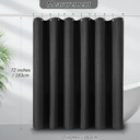 Black Shower Curtain 256GSM Heavy Duty Waffle Woven Bathroom Shower Curtains, Weighted Fabric for Hotel Spa Luxury Polyester Bath Curtain with 12 Hooks, 72Wx72H