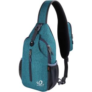 WATERFLY Crossbody Sling Backpack Sling Bag Travel Hiking Chest Bags Daypack (Teal blue) (Small)