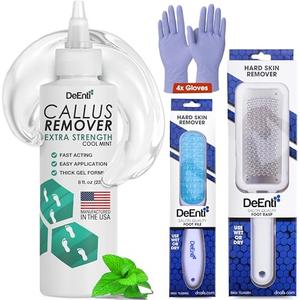 DeEnti Callus Maintenance Pack, Bundle Includes Mint Scented Callus Remover, Metal Foot Rasp, Foot File, and 4 Pairs of Gloves, Salon Grade Foot Care, Home Manicure and Pedicure Kit