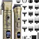 Ufree Beard Trimmer for Men with Hair Trimmer, Professional Hair Clippers and Trimmers, Cordless Electric Razor Mens Grooming Kit for Nose, Face, Hair, Gifts for Men Husband Father (Bronze)