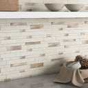 BeNice Backsplash Peel and Stick Wall Tiles for Kitchen,Subway Self Adhesive Linear Mosaic Stickers Bathroom Waterproof(10 Sheets,Rustic Beige Brown)