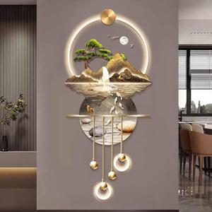 Lighted Wall Art,3D LED Wall Art Sculpture with Metal Ball Pendants,Large Hanging Sculpture Painting,Plug-in Remote Control Lighted Wall Decor for Living Room Bedroom Hallway, Yellow