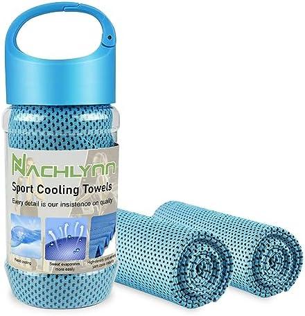 NACHLYNN 4 Pcs Cooling Towels 40" x 12" Soft Breathable Chilly Towel Instant Cooling Ice Towels for Work Run Yoga Camping Exercise Gym Rock Climbing and Other Activities (Lake Blue)