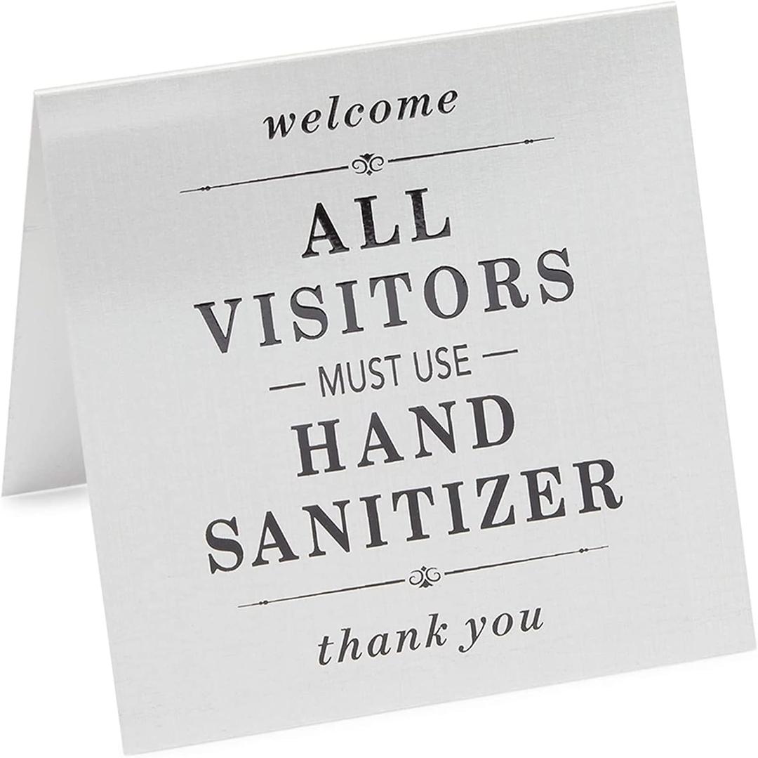 Stockroom Plus Metal Tent Signs, All Visitors Must Wash Hands (4 x 4 In, 2 Pack)