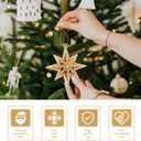 Cabilock 6 Pcs Gold Star Ornaments, Hanging Star Ornaments for Christmas Tree Christmas Tree for Holiday Wedding Party Festive Embellishments