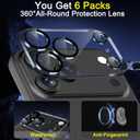 2 x Ferilinso 6 Pack Camera Lens Protector for iPhone 17 Pro Max Accessories, Phone Case Friendly, 9H+ Tempered Glass Cover, Ultra HD, Anti-Scratch, Not Easy to Break, Strong Adsorption