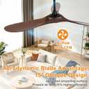 52" Ceiling Fan without Lights – Walnut Finish Outdoor Ceiling Fan with ABS Blades, 3-Blade, Remote & App Control, 6-Speed Adjustable Reversible DC Motor for Patio & Porch