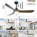 52 inch Outdoor Ceiling Fans with Lights,Smart Wood Ceiling Fan for Alexa,Google & APP Control,Indoor/Outdoor,3 Blades,3CCT Dimmable,Bronze Walnut,Downrod Mount for Patio Porch