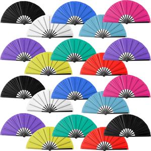 20 Pcs Hand Fans for Line Dancing Bulk, Chinese Kung Fu Tai Chi Hand Fans for Women Foldable for Festival Dance Party (Mix Color)