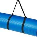 Amazon Basics 1/2 Inch Extra Thick Exercise Yoga Mat with Carrying Strap for Home Workouts and Fitness, Non-Slip, Cushioned Support, 74" x 24" x 0.5", Blue